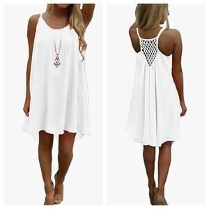 NWT iToolai Women's Chiffon Sleeveless Beach Cover Up White Size XS